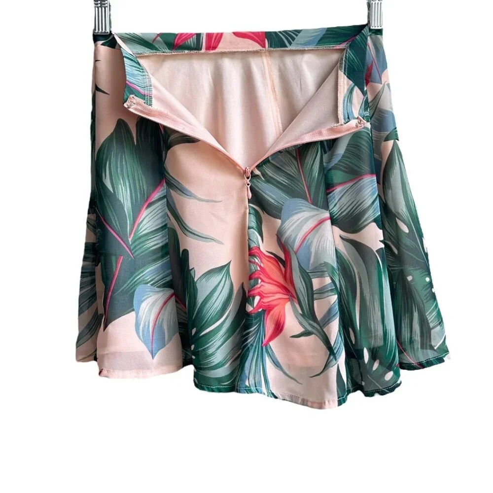 Show Me Your MuMu Kauai Kisses Mini Tropical Palm Leaf Tree Print Skater Skirt 0 - Picture 7 of 11